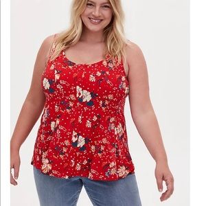 TORRID RED FLORAL FIT & FLARE TANK